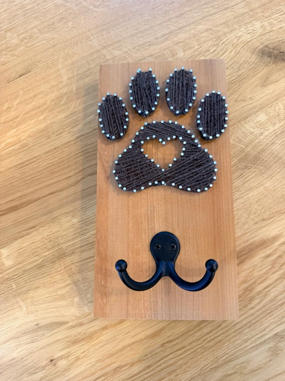 Dog Leash and Accessory Wall Hook - Brown Paw Design